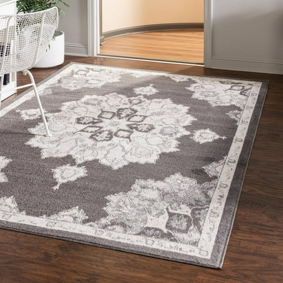 Unique Loom Parker Collection Area Rug - Kokulu (4' x 6' Rectangle Charcoal/Gray)