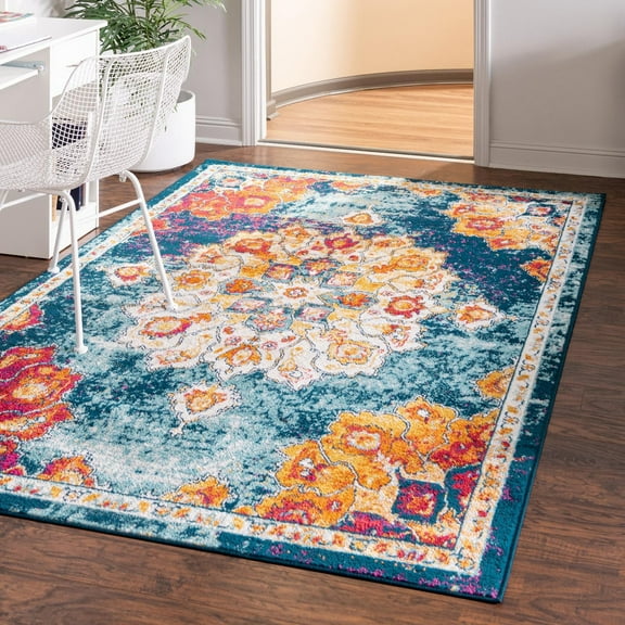 Unique Loom Parker Collection Area Rug - Kokulu (5' x 8' Rectangle Multi/Blue)