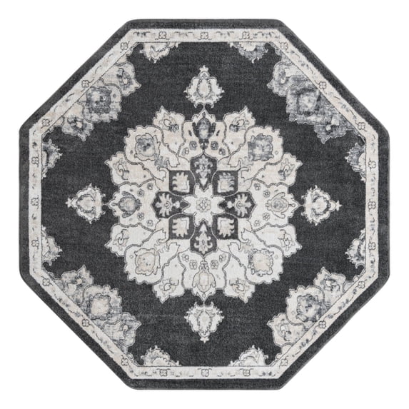 Unique Loom Parker Collection Area Rug - Kokulu (7' 10" Octagon Charcoal/Gray)