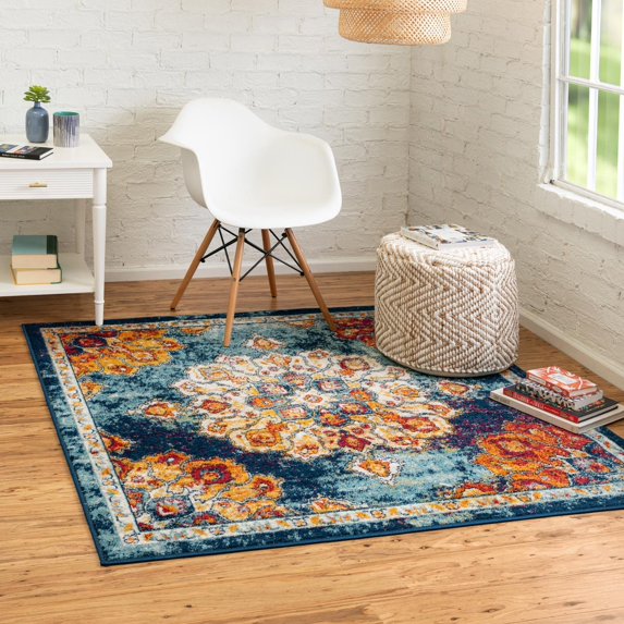 Unique Loom Parker Collection Area Rug - Kokulu (7' 10" Square Multi/Blue)