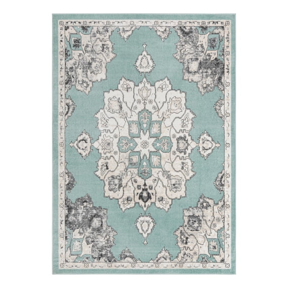 Unique Loom Parker Collection Area Rug - Kokulu (7' x 10' Rectangle Aqua/Beige)