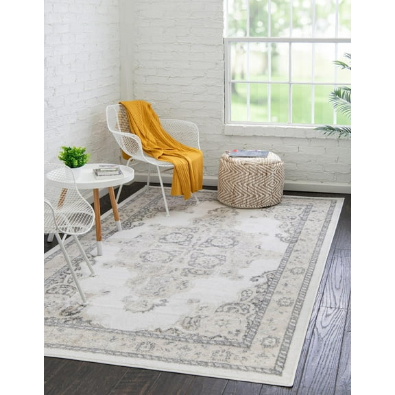 Unique Loom Parker Collection Area Rug - Merakli (10' x 14' Rectangle Ivory/Black)