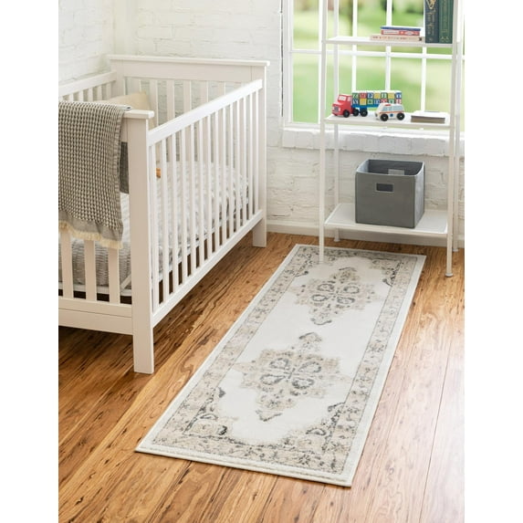Unique Loom Parker Collection Area Rug - Merakli (2' 7" x 12' Runner Ivory/Black)