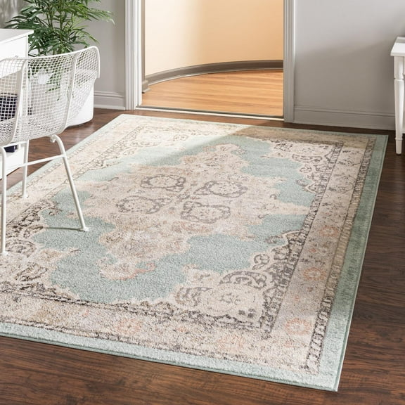 Unique Loom Parker Collection Area Rug - Merakli (2' x 3' Rectangle Aqua/Beige)