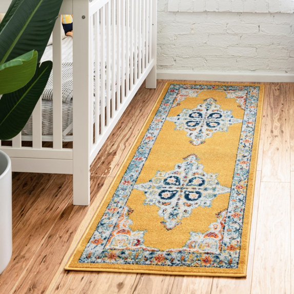 Unique Loom Parker Collection Area Rug - Merakli (2' x 6' Runner Yellow/Brown)