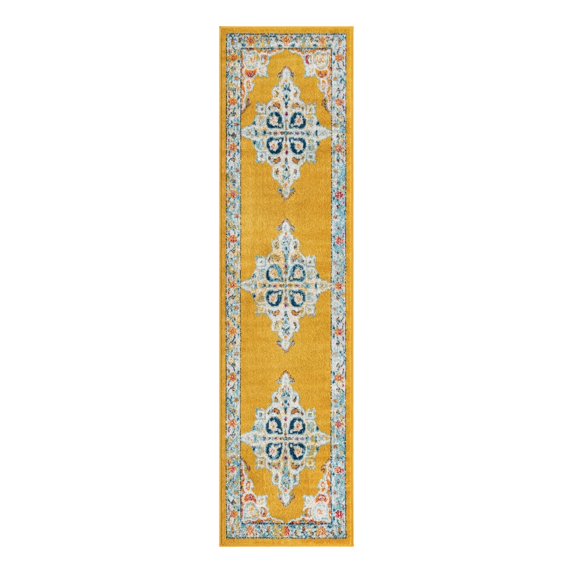 Unique Loom Parker Collection Area Rug - Merakli (2' x 8' Runner Yellow/Brown)