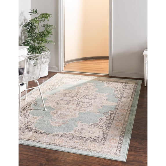 Unique Loom Parker Collection Area Rug - Merakli (4' x 6' Rectangle Aqua/Beige)
