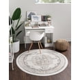 thumbnail image 1 of Unique Loom Parker Collection Area Rug - Merakli (5' Round Ivory/Black), 1 of 6