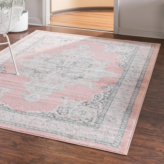 Unique Loom Parker Collection Area Rug - Merakli (5' x 8' Rectangle Rose/Gray)