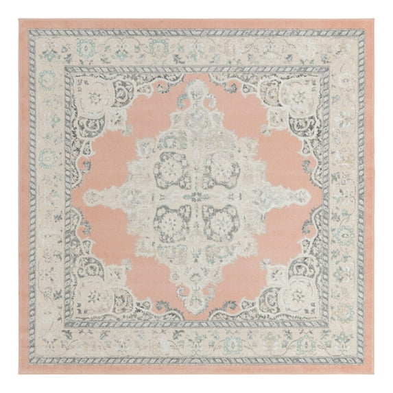 Unique Loom Parker Collection Area Rug - Merakli (7' 10" Square Rose/Gray)