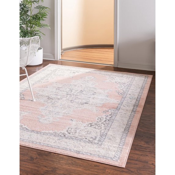 Unique Loom Parker Collection Area Rug - Merakli (7' x 10' Rectangle Rose/Gray)