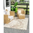 thumbnail image 1 of Unique Loom Pasadena Indoor/Outdoor Modern Rug Cream/Beige 4' x 6' Damask Modern Perfect For Patio Deck Garage Entryway, 1 of 8