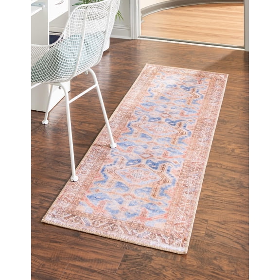 Unique Loom Timeless Collection Area Rug - Paul (2' x 6' Runner Blue/Gold)