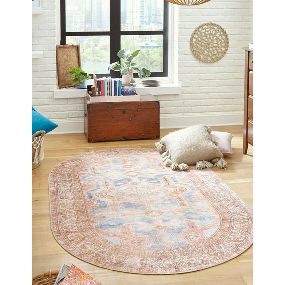 Unique Loom Timeless Collection Area Rug - Paul (7' 6" x 10' 6" Oval Blue/Gold)