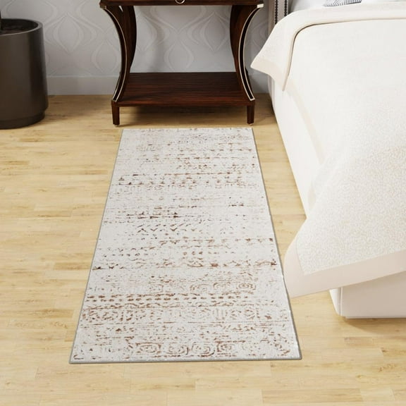 Unique Loom Hermitage Collection Area Rug - Pavilion (2' x 7' Runner Chocolate Brown/Beige)