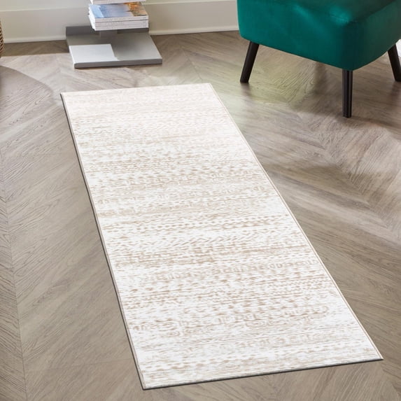 Unique Loom Hermitage Collection Area Rug - Pavilion (2' 6" x 13' Runner Snow White/Beige)