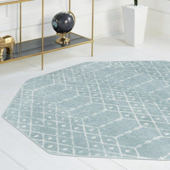 Unique Loom Paxon Trellis Collection Area Rug - Maeve (5' 3" Octagon Aqua/Ivory)