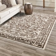 Unique Loom Hermitage Collection Area Rug - Peacock 2 x 3 Rectangle Chocolate Brown/Black
