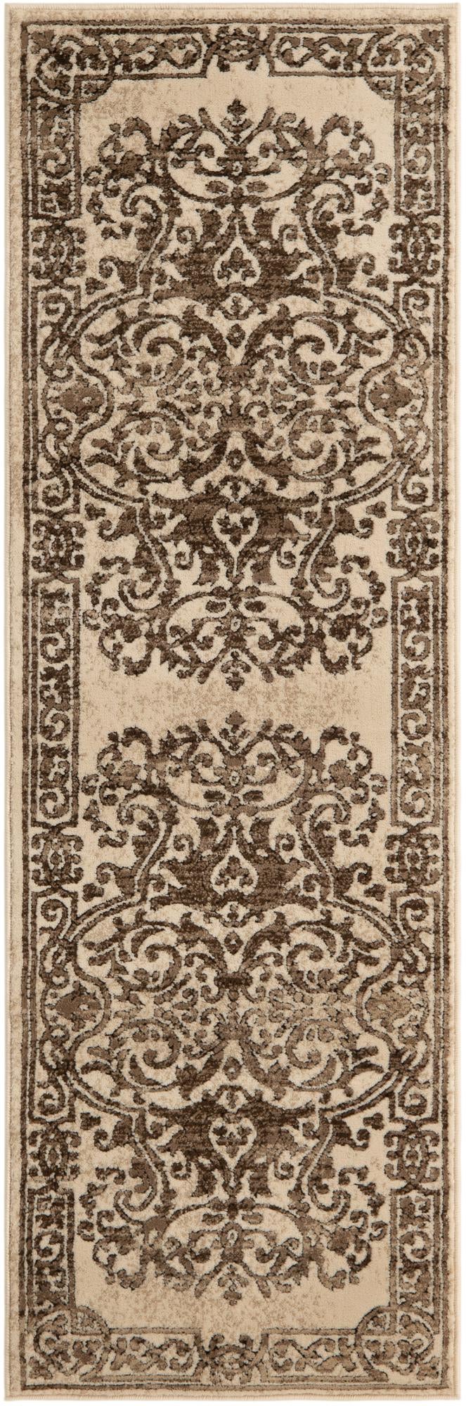 Unique Loom Peacock Hermitage Rug ,Runner,2' 0" x 6' 0" Chocolate Brown
