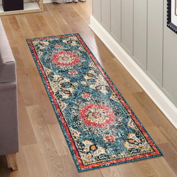 Unique Loom Penrose Collection Area Rug - Alexis (2' x 6' 1" Runner Blue/Gray)