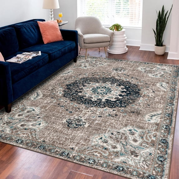 Unique Loom Penrose Collection Area Rug - Alexis (5' 3" x 7' 9" Rectangle Gray/Beige)