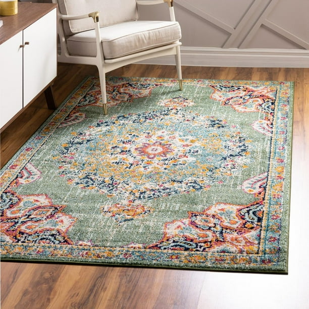 Unique Loom Penrose Collection Area Rug - Alexis (7' 1" x 10' Rectangle Green/Black)