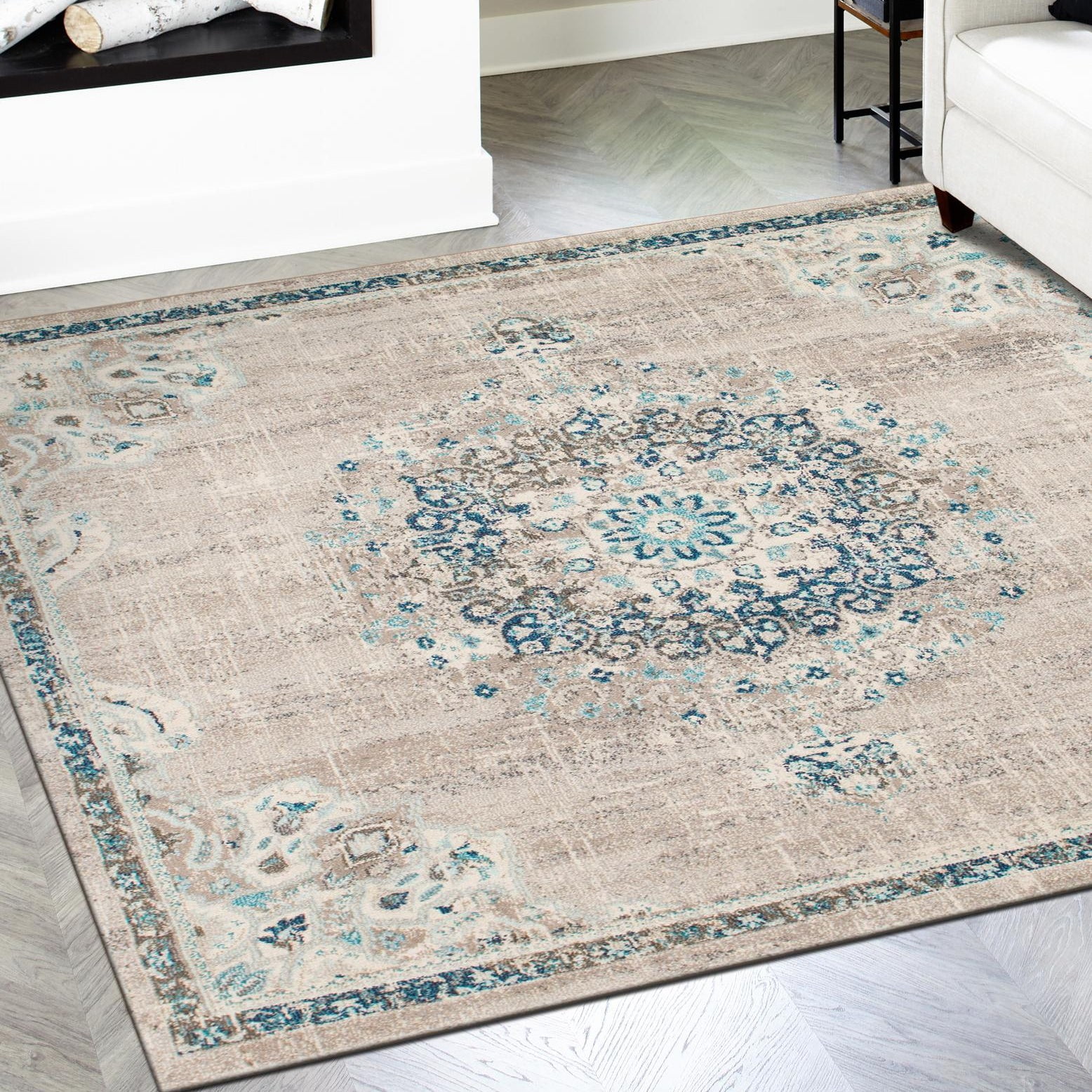 Penrose Alexis Gray 8' x 8' Square Synthetic Rug