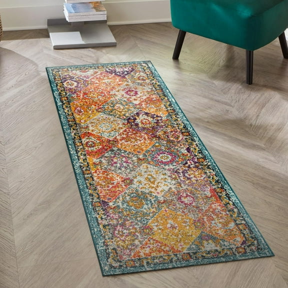 Unique Loom Penrose Collection Area Rug - Blake (2' x 4' 1" Runner Multi/Blue)