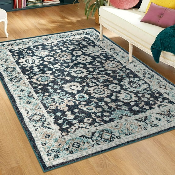 Unique Loom Penrose Collection Area Rug - Krystle (3' 3" x 5' 3" Rectangle Navy Blue/Beige)
