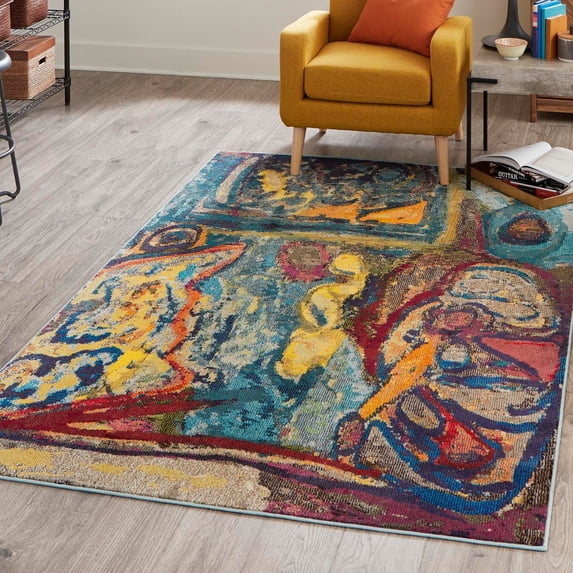 Unique Loom Haerfest Collection Area Rug - Peru (7' 10" x 10' Rectangle Multi/Blue)