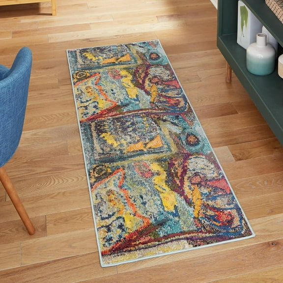 Unique Loom Haerfest Collection Area Rug - Peru (2' x 4' Runner Multi/Blue)