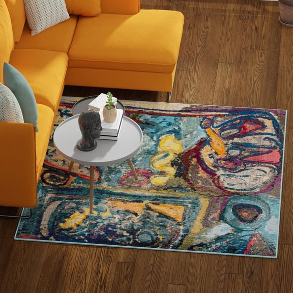 Unique Loom Haerfest Collection Area Rug - Peru (7' 10" Square Multi/Blue)