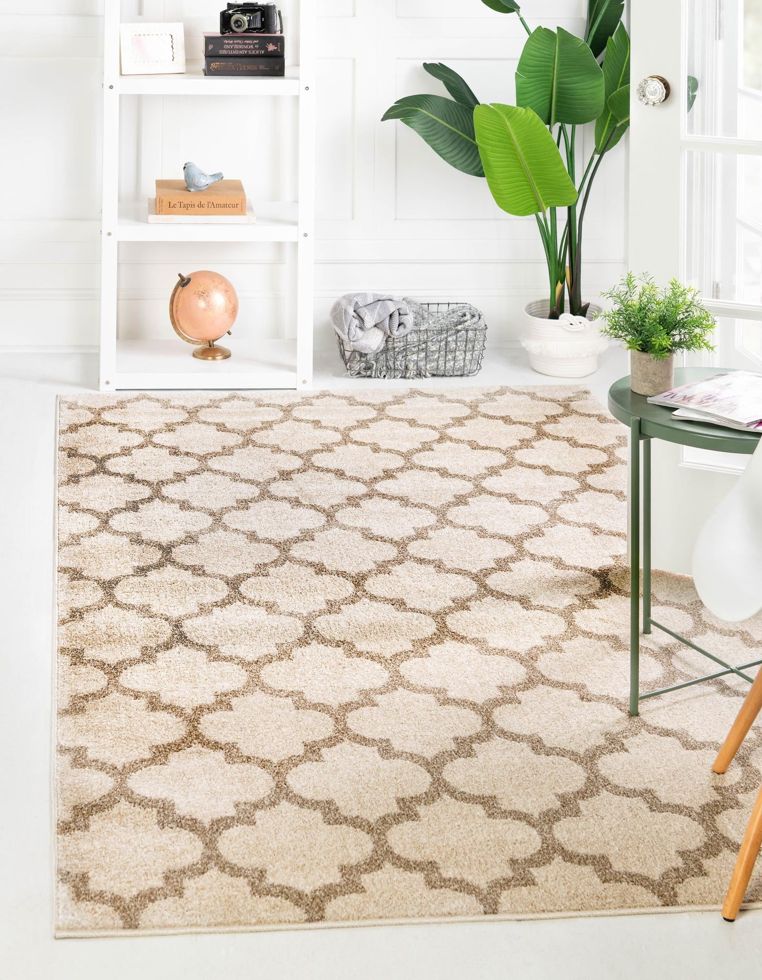 Unique Loom Philadelphia Trellis Rug Beige and Light Brown/Beige 9' x