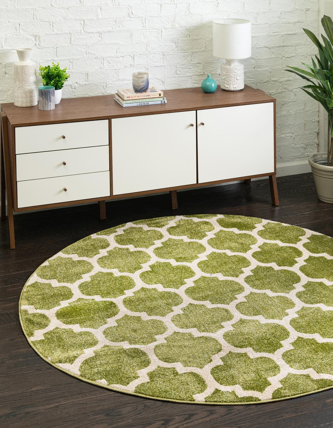 Unique Loom Philadelphia Trellis Rug Light Green/Beige 10' Round