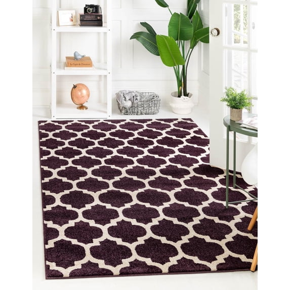 Unique Loom Philadelphia Trellis Rug Purple/Ivory 2' 2" x 3' Rectangle Geometric Contemporary Perfect For Living Room Bed Room Dining Room Office