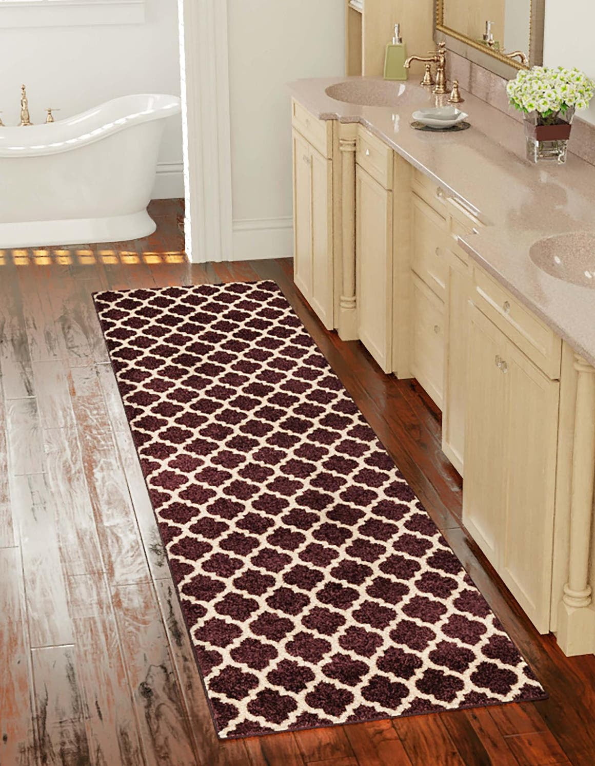Unique Loom Philadelphia Trellis Rug Purple/Ivory 2' 7" x 13' Runner