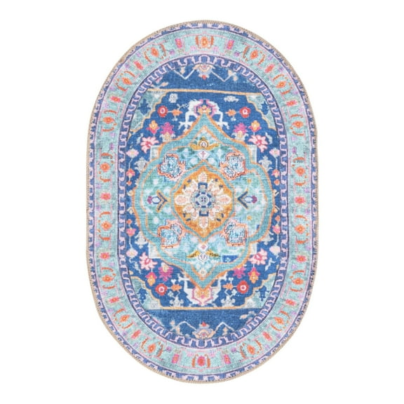 Unique Loom Timeless Collection Area Rug - Philip (2' x 3' 1" Oval Blue/Blue)