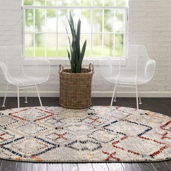 Unique Loom Tucson Collection Area Rug - Pima (4' x 6' Oval Multi/Black)