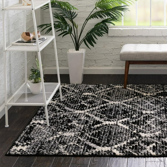Unique Loom Tucson Collection Area Rug - Pima (2' x 3' Rectangle Black/Ivory)