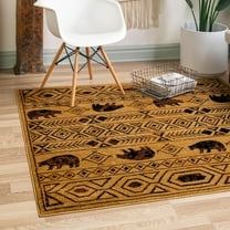 Unique Loom Pioneer Collection Area Rug - Yellowstone (5' 3" Square Cedar/Black)