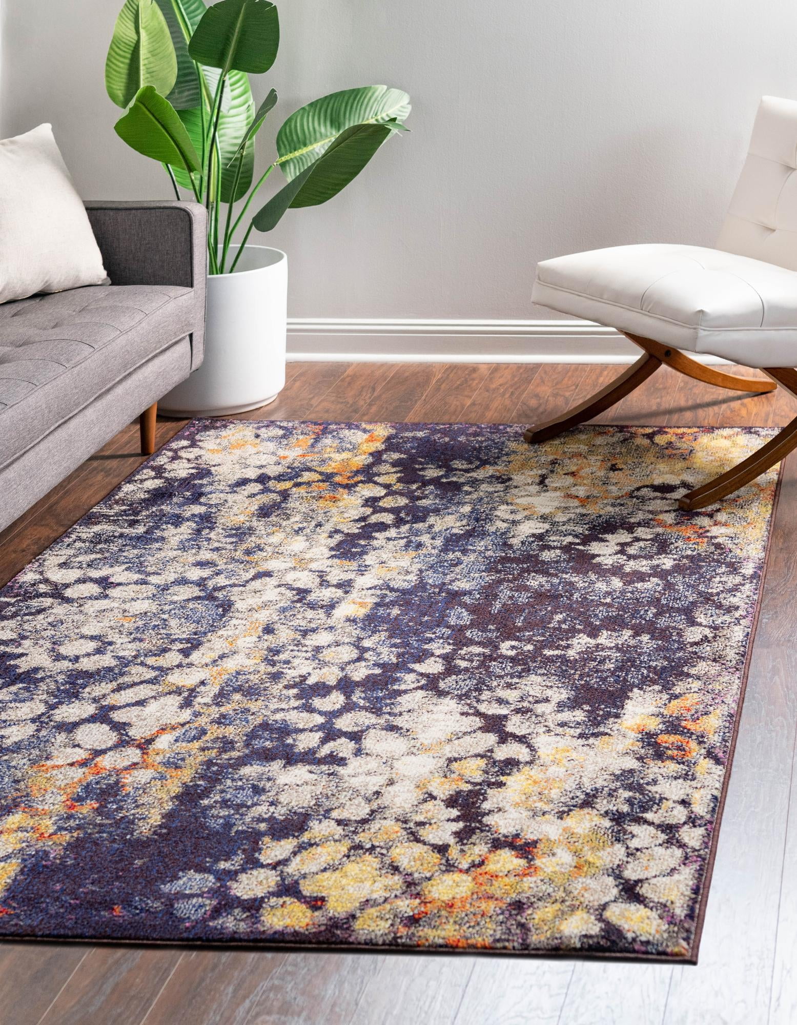 Unique Loom Pollock Vita Rug Navy Blue/Blue 5' 1" x 8' Rectangle