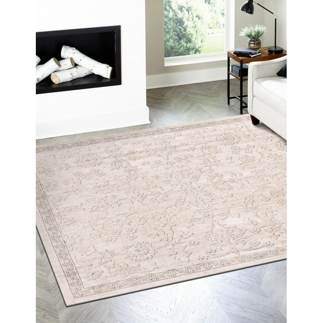 Unique Loom Portland Collection Area Rug - Albany (6' 1" Square Ivory/Beige)