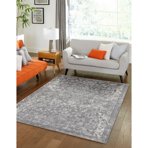 Unique Loom Portland Collection Area Rug - Albany (7' 10" x 11' Rectangle Gray/Ivory)