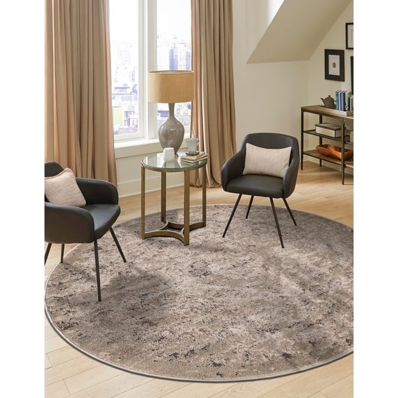 Unique Loom Portland Collection Area Rug - Astoria (6' 1" Round Beige/Ivory)