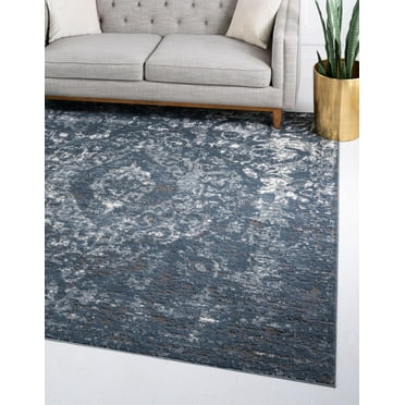 Unique Loom Portland Collection Area Rug - Astoria (6' 1" Square Blue/Ivory)
