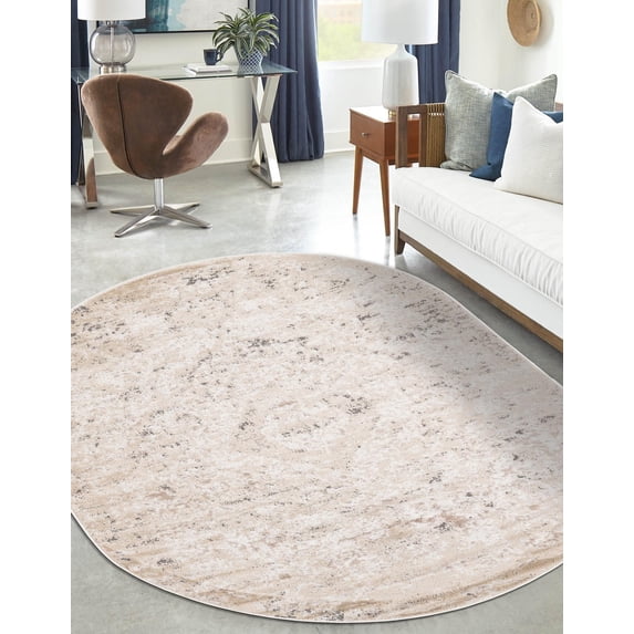 Unique Loom Portland Collection Area Rug - Astoria (7' 10" x 10' Oval Beige/Ivory)