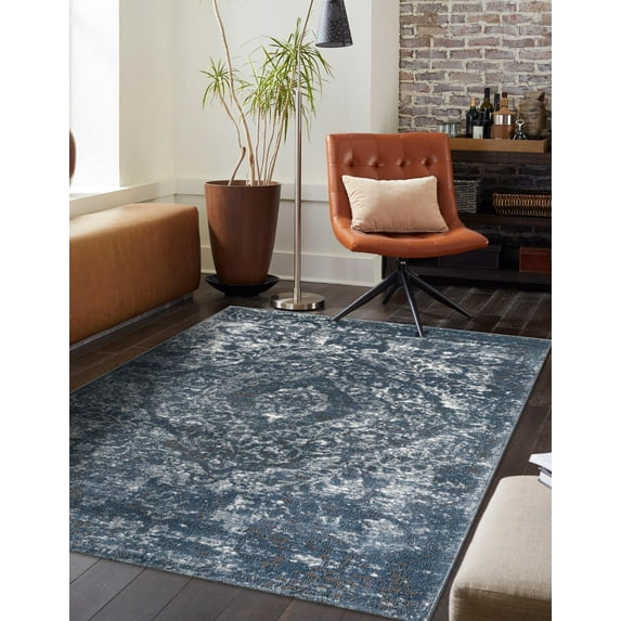 Unique Loom Portland Collection Area Rug - Astoria (9' x 12' Rectangle Blue/Ivory)