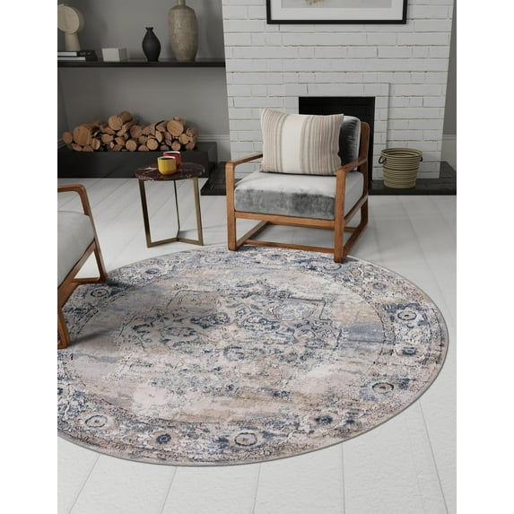 Unique Loom Portland Collection Area Rug - Canby (10' Round Gray/Blue)