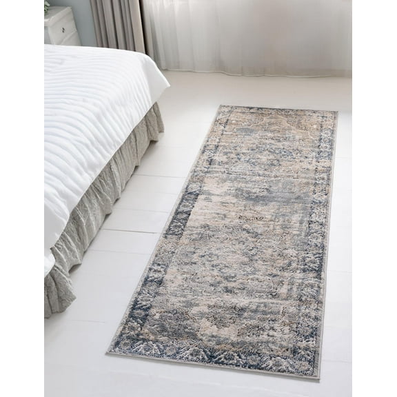 Unique Loom Portland Collection Area Rug - Canby (2' x 5' 3" Runner Gray/Blue)