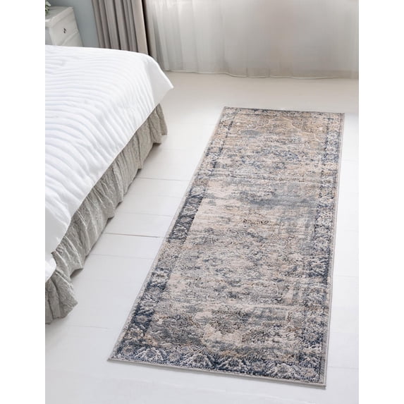 Unique Loom Portland Collection Area Rug - Canby (2' x 6' 1" Runner Gray/Blue)